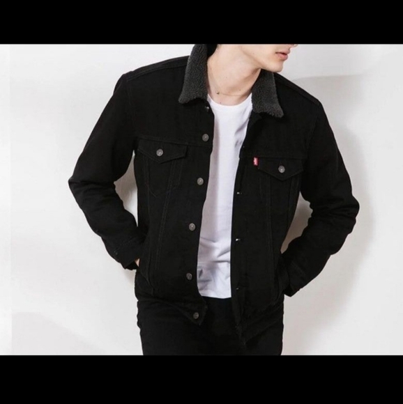 NWT Levi's • mens black corduroy sherpa lined coat Jacket Winter XL Fall Trendy - Picture 1 of 7
